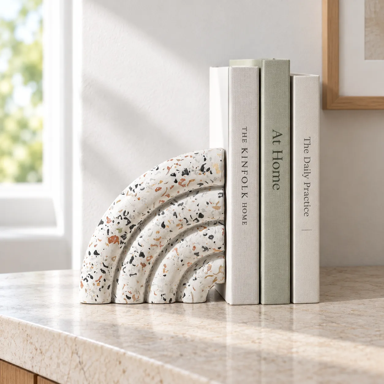 Terrazzo Arch Bookend - use view; one bookend, books excluded