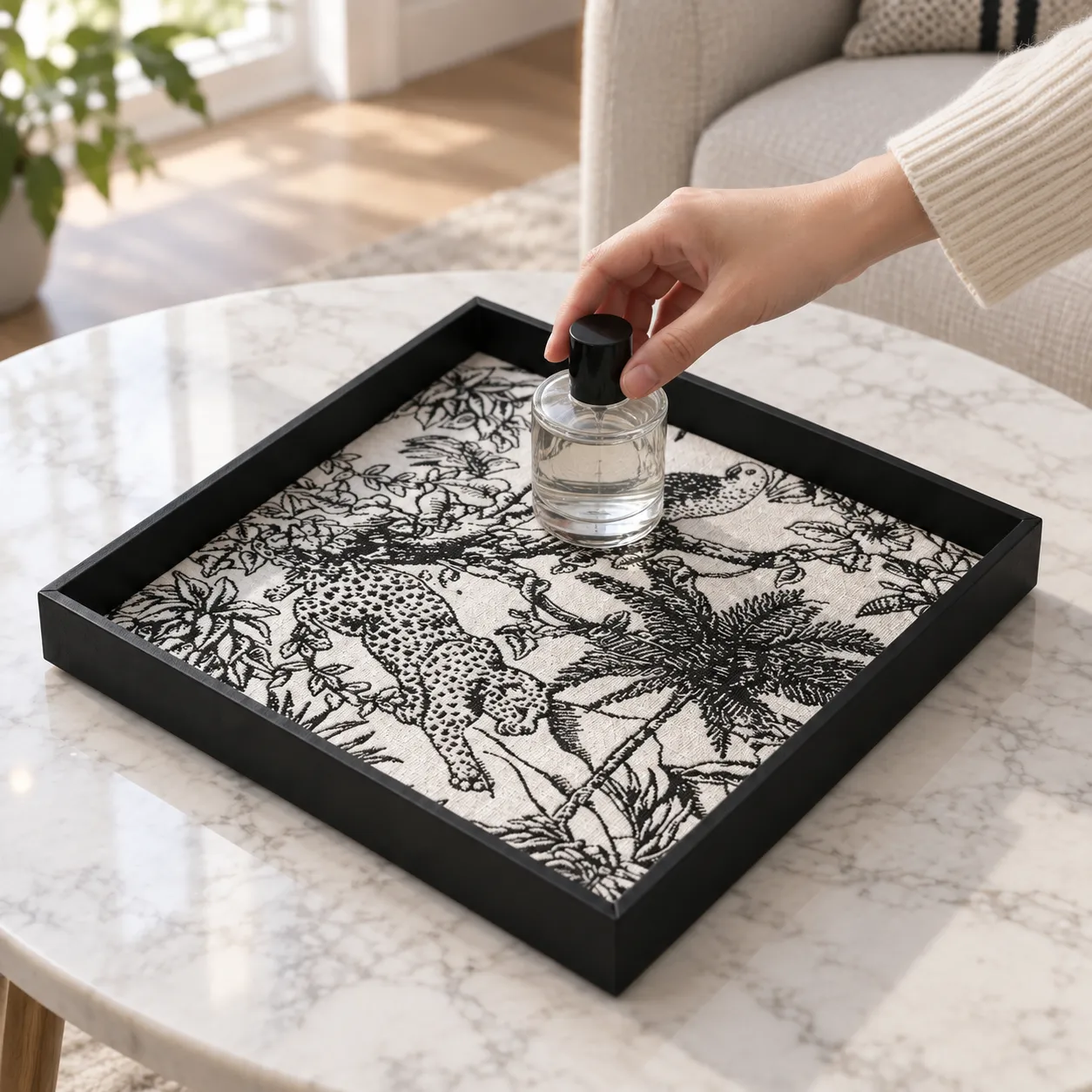 Botanical Square Tray - use view; styling objects excluded