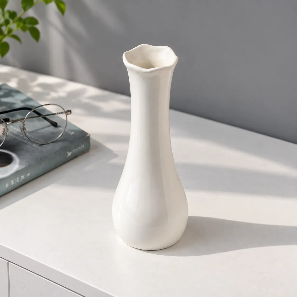 White Scallop Vase - alternate view